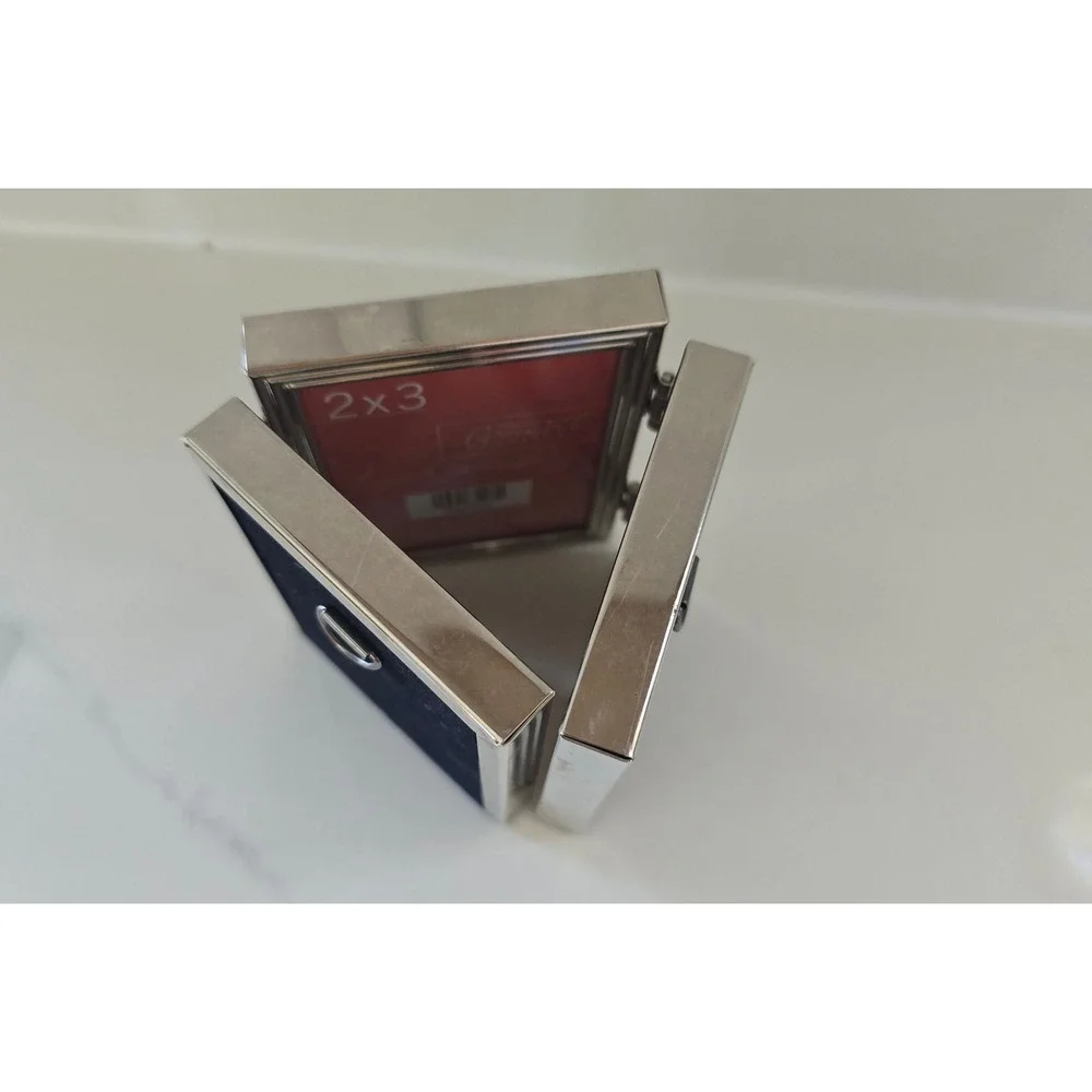 Green Tree Gallery Silver Metal Trifold 3 Opening 2x3 Picture Frame 832568 New